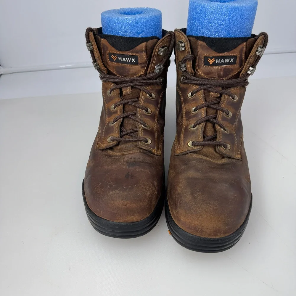 Hawx Composite Toe Work Boot Men 11 Brown Leather ASTM F2413-17 Safety Footwear